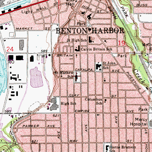 Topographic Map of Saint Mathew School, MI