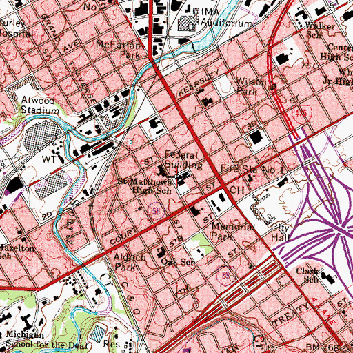 Topographic Map of Saint Matthews High School, MI