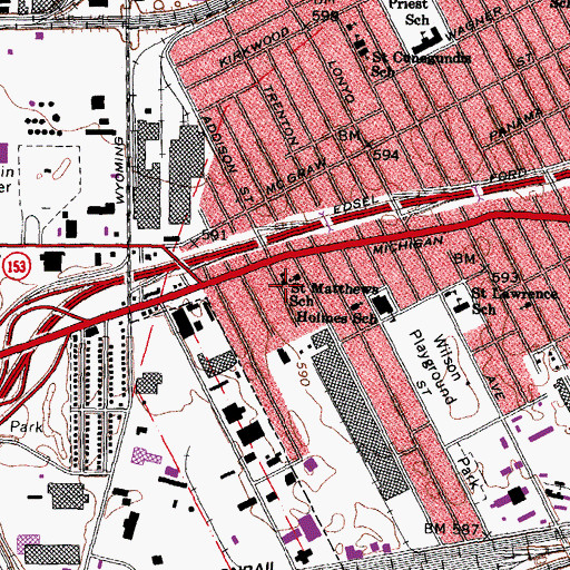 Topographic Map of Saint Matthews School, MI