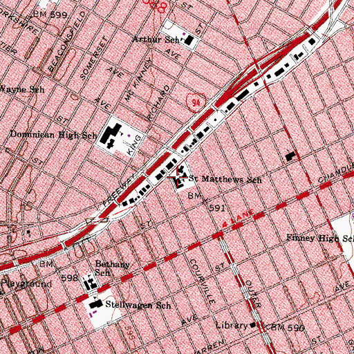 Topographic Map of Saint Matthews School, MI