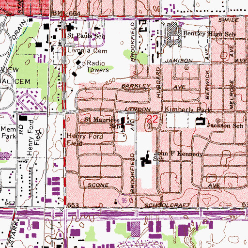 Topographic Map of Saint Maurices School, MI