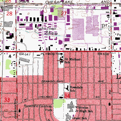 Topographic Map of Saint Michael School, MI