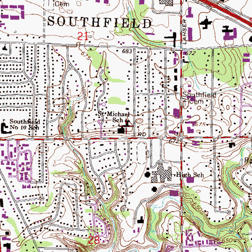 Topographic Map of Saint Michael School, MI