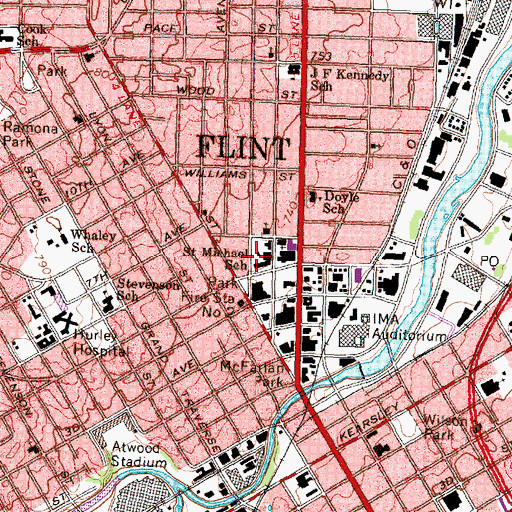 Topographic Map of Saint Michael School, MI