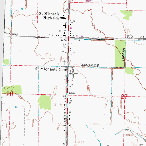 Topographic Map of Saint Michaels Cemetery, MI