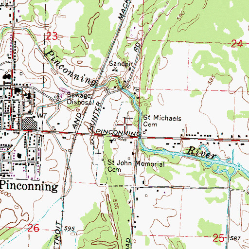 Topographic Map of Saint Michaels Cemetery, MI