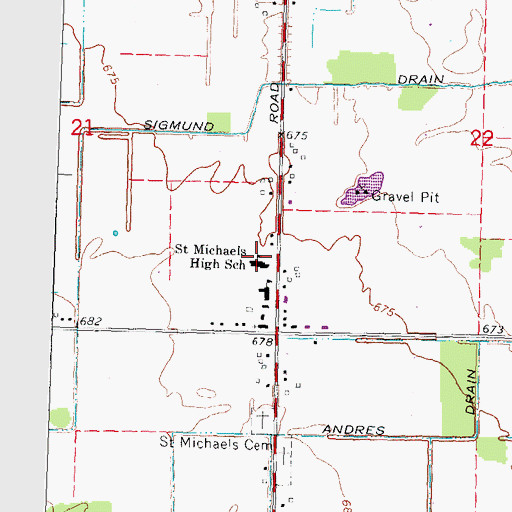 Topographic Map of Saint Michaels High School, MI