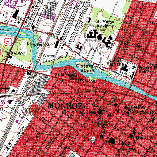 Topographic Map of Saint Michaels School, MI