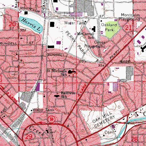 Topographic Map of Saint Michaels School, MI
