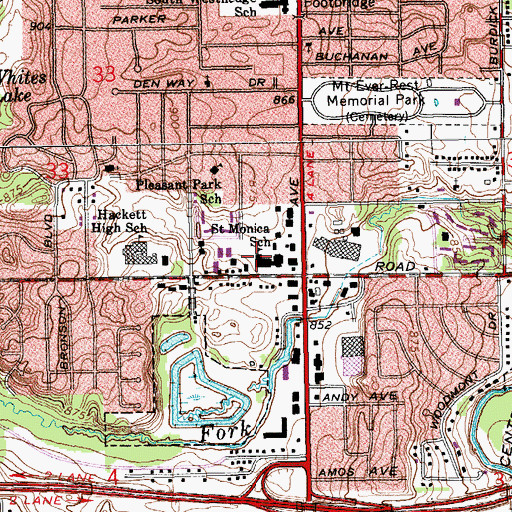 Topographic Map of Saint Monica School, MI