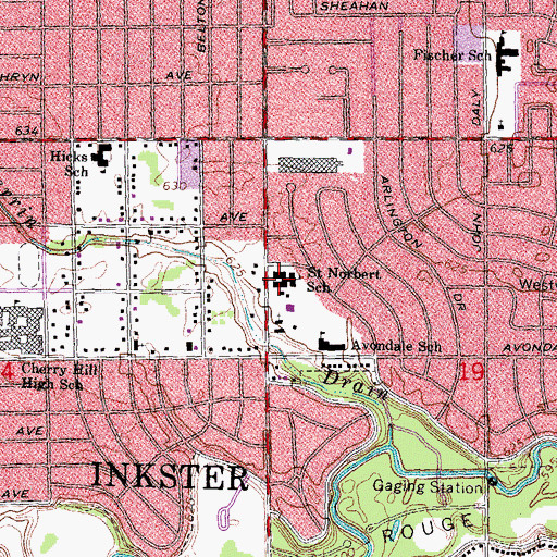 Topographic Map of Saint Norbert School, MI