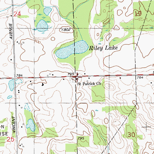 Topographic Map of Saint Patrick Church, MI