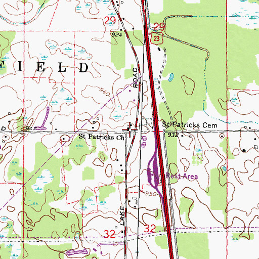 Topographic Map of Saint Patricks Church, MI