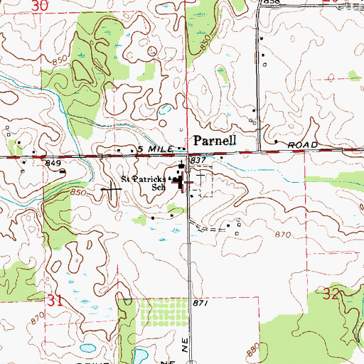 Topographic Map of Saint Patricks School, MI
