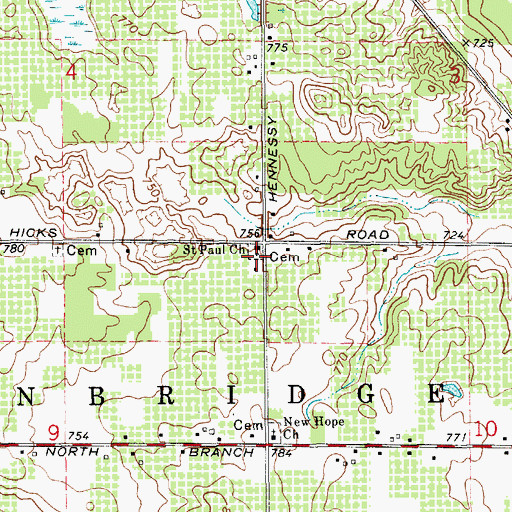 Topographic Map of Saint Paul Church, MI