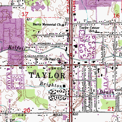 Topographic Map of Saint Paul Church, MI