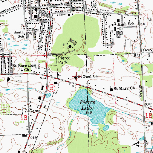 Topographic Map of Saint Paul Church, MI