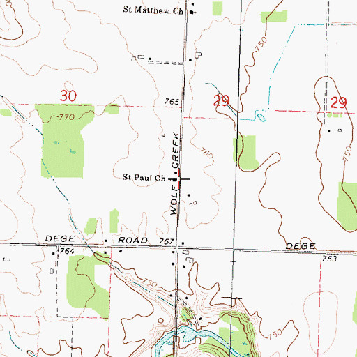 Topographic Map of Saint Paul Church, MI