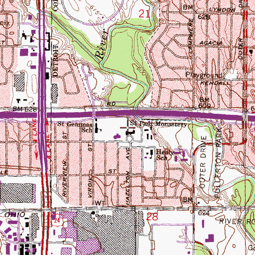 Topographic Map of Saint Paul Monastery, MI