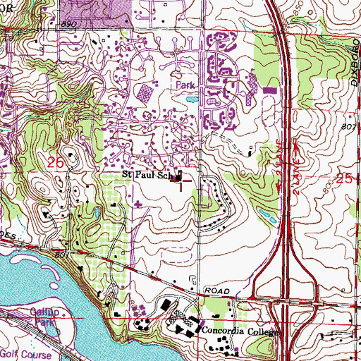 Topographic Map of Saint Paul School, MI