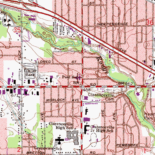 Topographic Map of Saint Paul School, MI