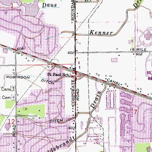 Topographic Map of Saint Paul School, MI