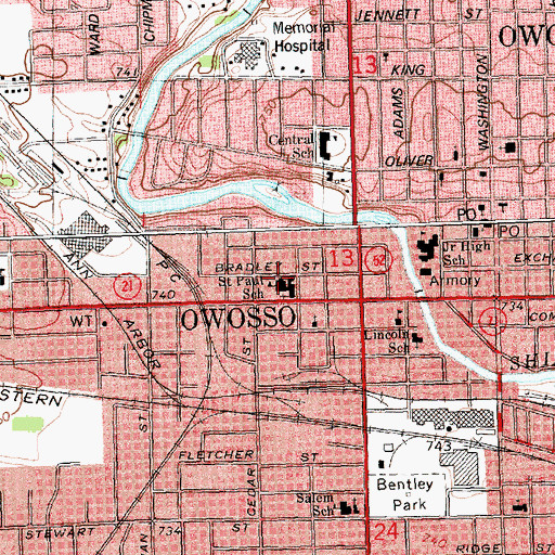 Topographic Map of Saint Paul School, MI
