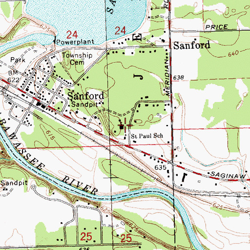 Topographic Map of Saint Paul School, MI