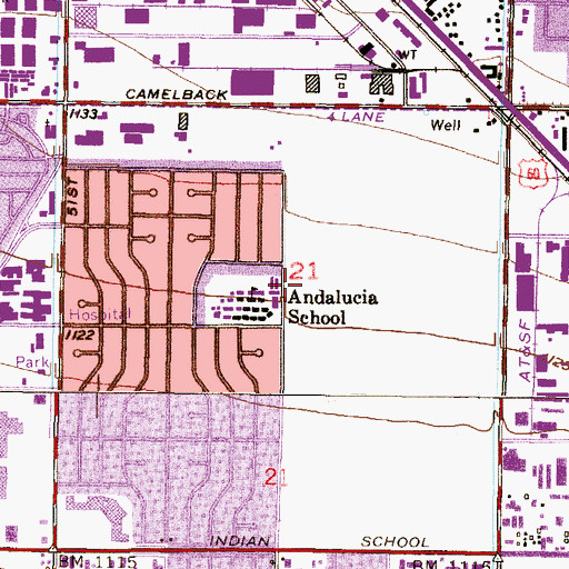 Topographic Map of Andalucia Primary School, AZ