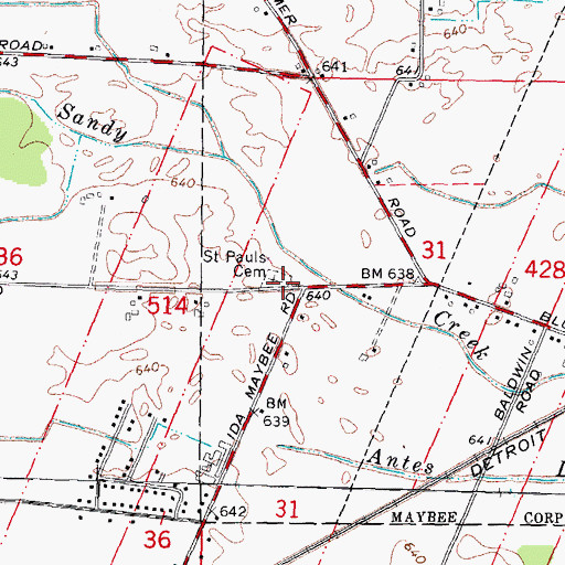Topographic Map of Saint Pauls Cemetery, MI