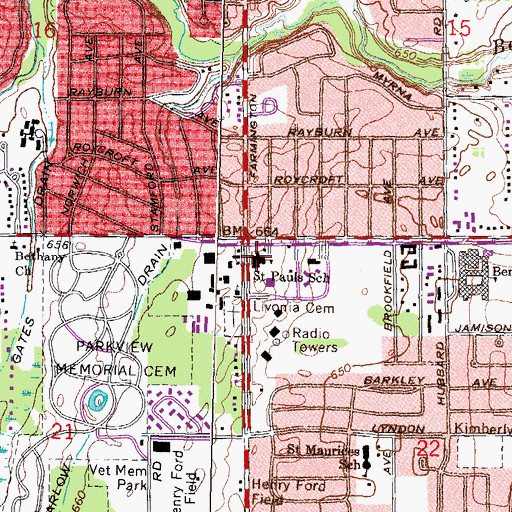 Topographic Map of Saint Pauls School, MI