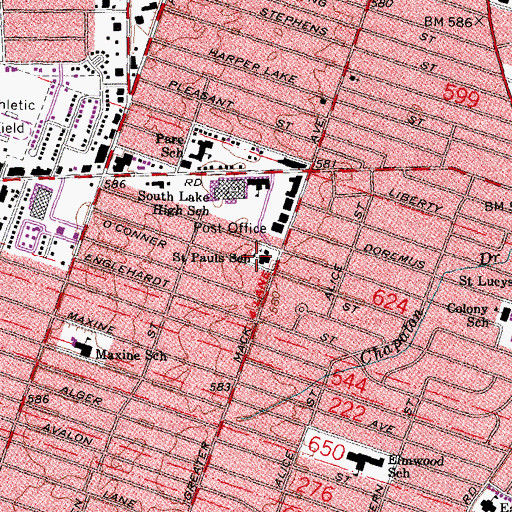 Topographic Map of Saint Pauls School, MI