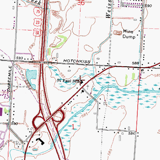 Topographic Map of Saint Paul School, MI