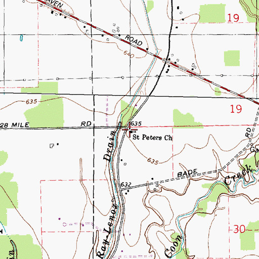 Topographic Map of Saint Peters Church, MI