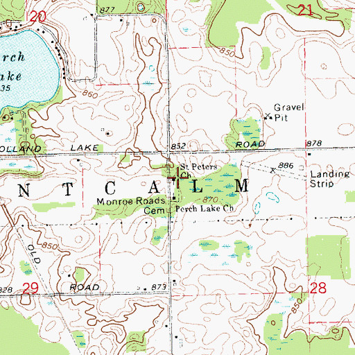 Topographic Map of Saint Peters Church, MI
