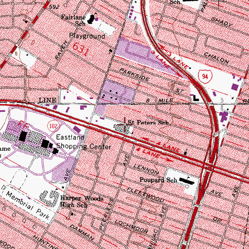 Topographic Map of Saint Peters School, MI