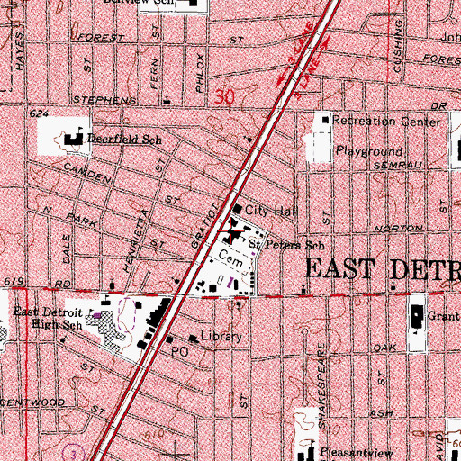 Topographic Map of Saint Peters School, MI