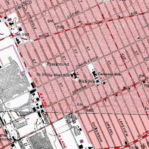 Topographic Map of Saint Philip Neri School, MI