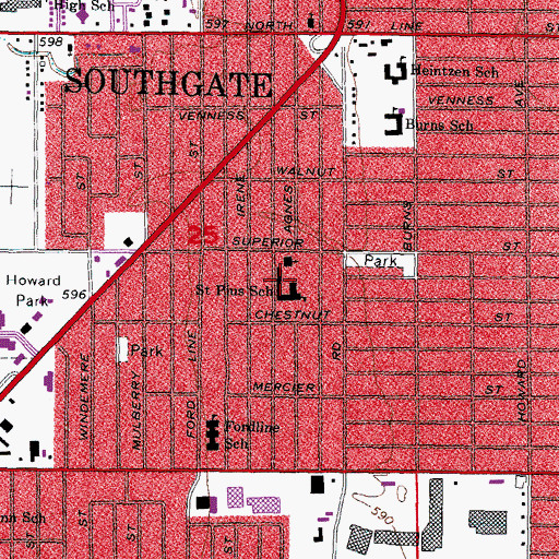 Topographic Map of Saint Pius School, MI