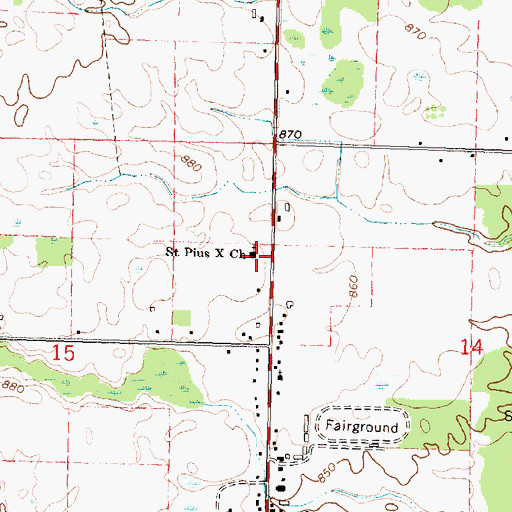 Topographic Map of Saint Pius X Church, MI