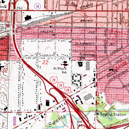 Topographic Map of Saint Pius X School, MI