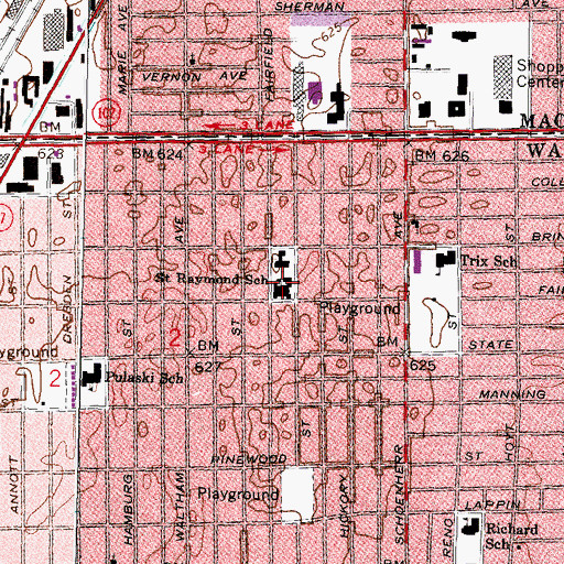 Topographic Map of Saint Raymond School, MI
