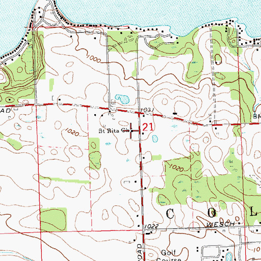 Topographic Map of Saint Rita Church, MI