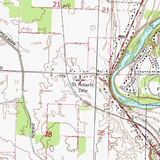 Topographic Map of Saint Roberts Cemetery, MI