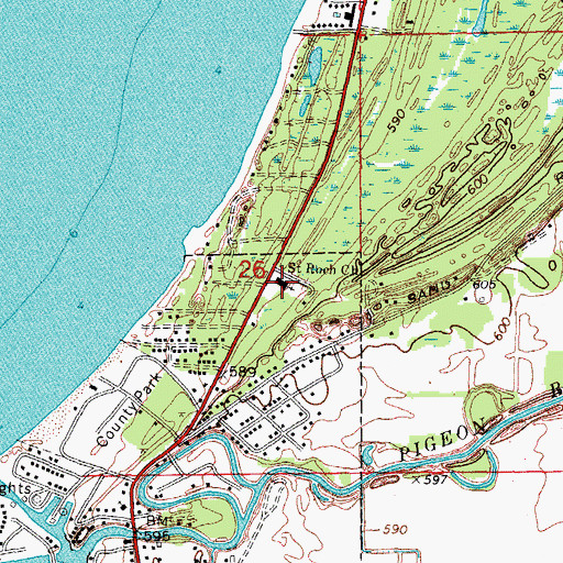 Topographic Map of Saint Roch Church, MI
