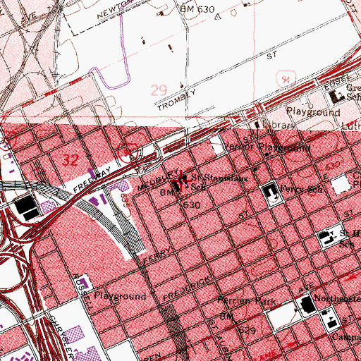 Topographic Map of Saint Stanislaus School, MI