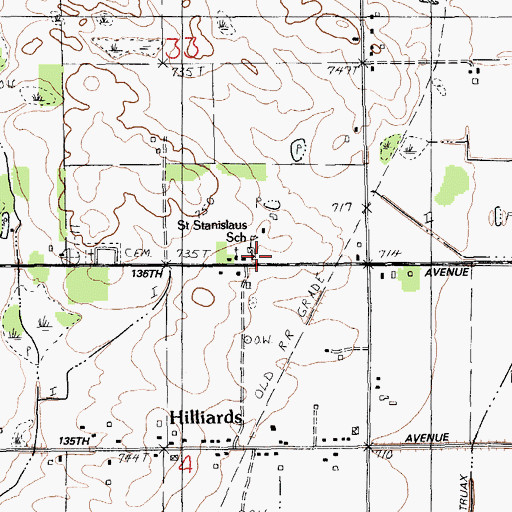 Topographic Map of Saint Stanislaus School, MI
