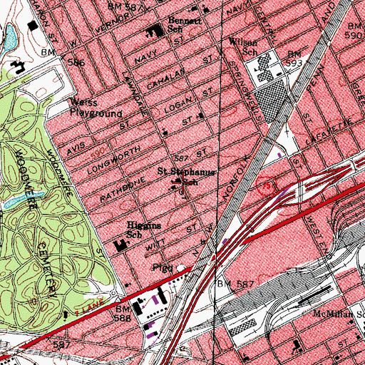 Topographic Map of Saint Stephanus School, MI