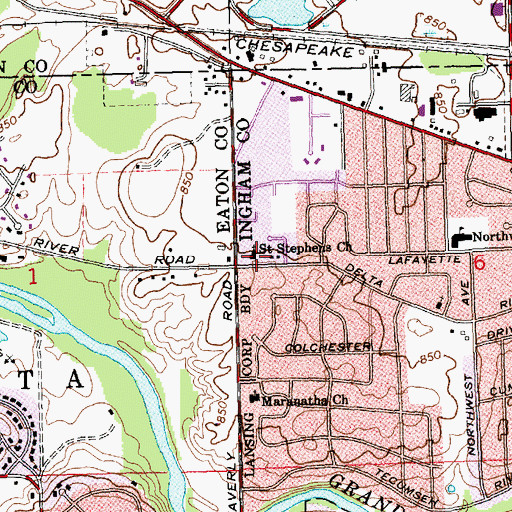 Topographic Map of Saint Stephens Church, MI