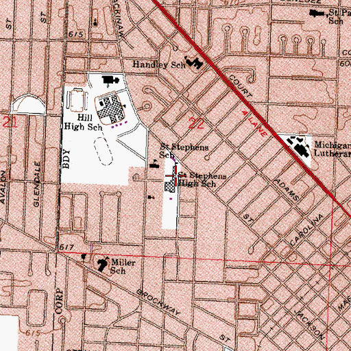 Topographic Map of Saint Stephens High School, MI